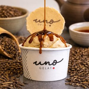 uno gelato - Hojicha caramel swirl gelato