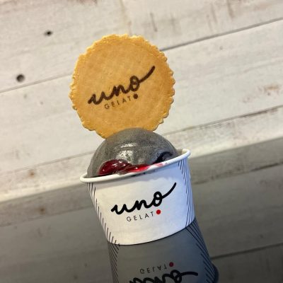 uno gelato black sesame raspberry