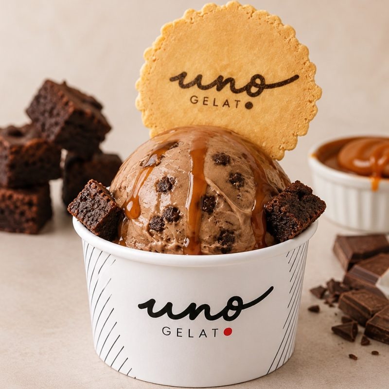 uno gelato chocolate brownie caramel
